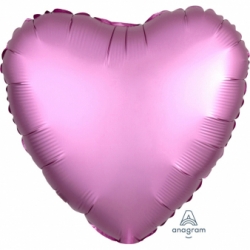 Balon foliowy satynowy Serce Różowe 43 cm